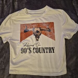 90's Country Cropped Graphic Tee - White
